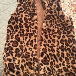 Leopard Print Faux Fur Vest